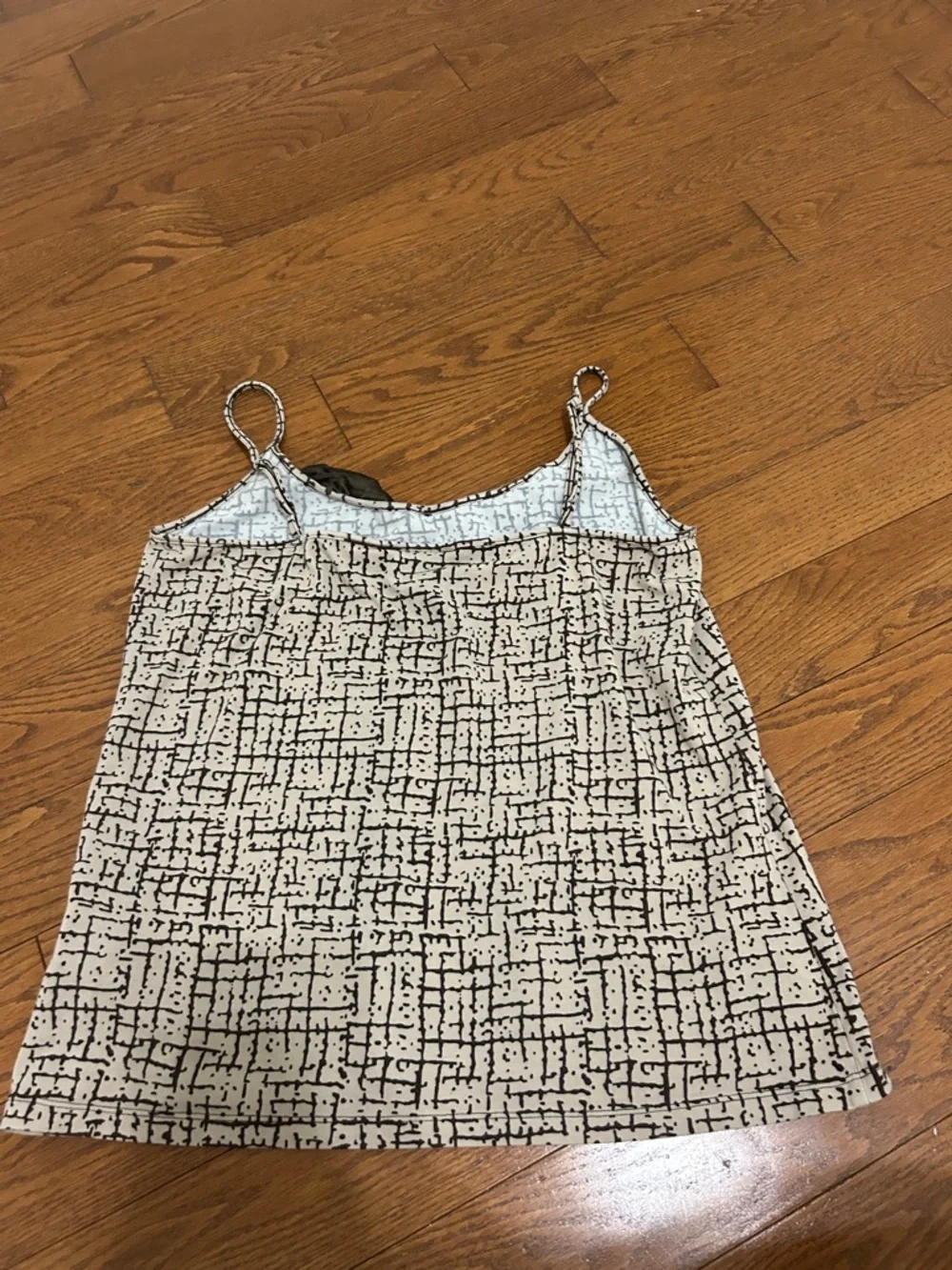 Apostrophe Black & Cream/brown Grid-Pattern Ruffle Cami - Picture 3 of 3